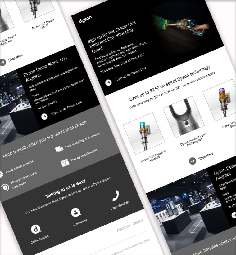 project image of dyson promotional email