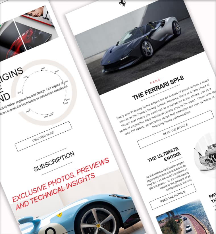 project image of ferrari newsletter